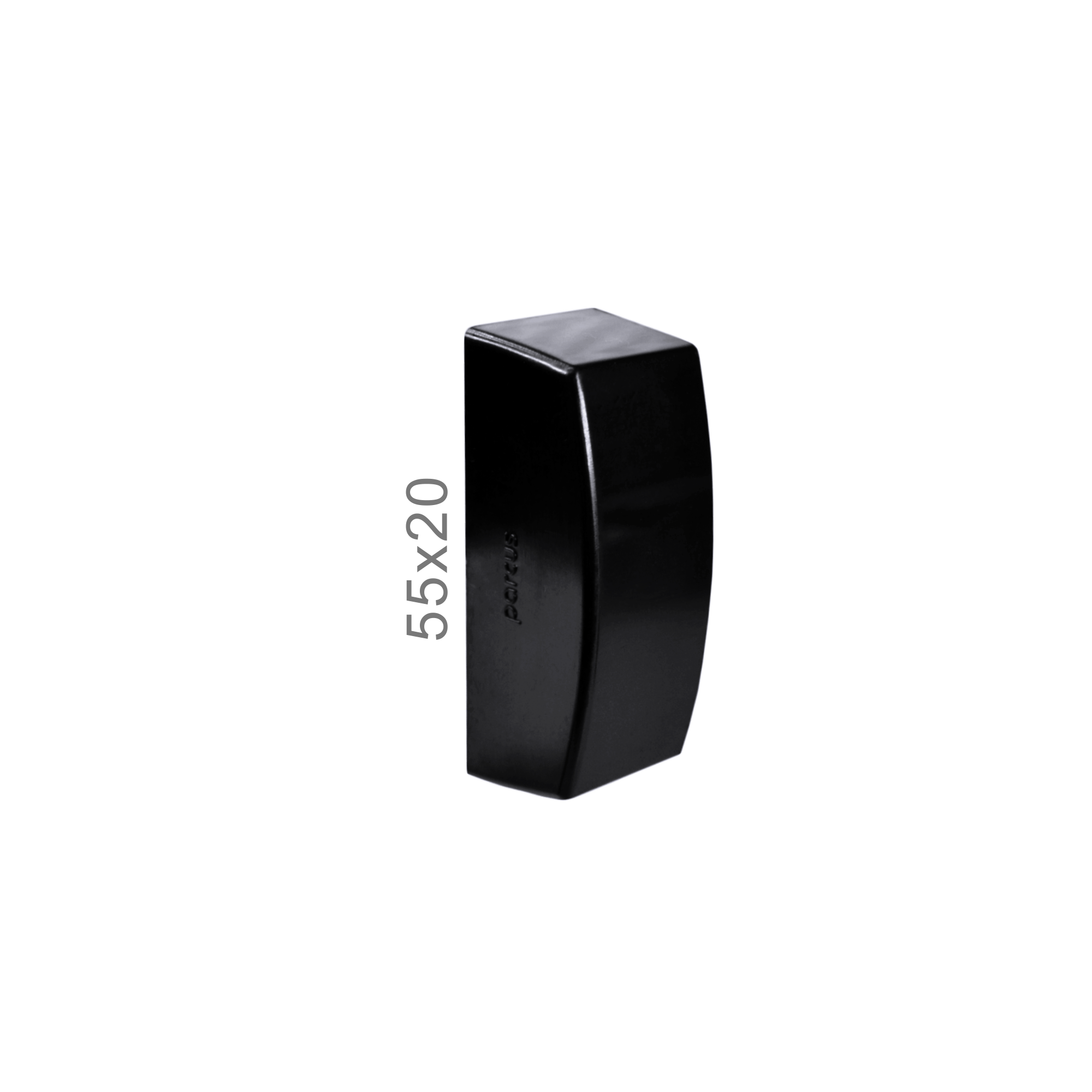 329-Canaletas-Parcus--Terminal-55x20mm-Preto-1129-06-PR-ver02 Terminal 55x20mm Preto - Imagem 1