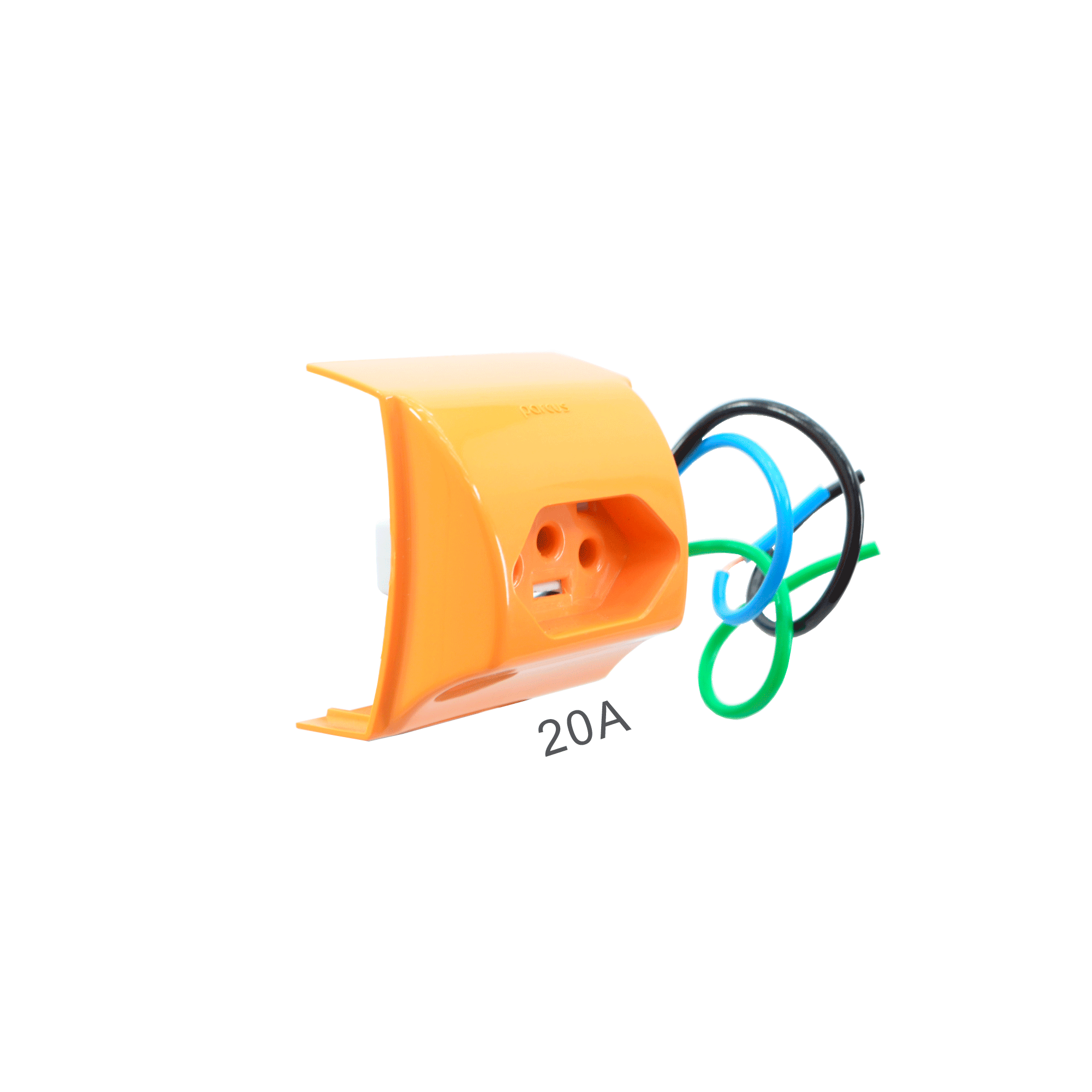 Mini-Caixa-55x20-com-tomada-Simples-acoplada-20A-250V-NBR-14136-c--rabicho-2,5mm²-x-180mm-Laranja Mini-Caixa-55x20-com-tomada-Simples-acoplada-20A-250V-NBR-14136-c--rabicho-2,5mm²-x-180mm-Laranja