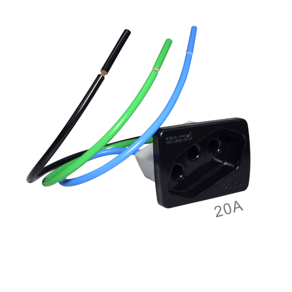 Canaleta para fios Parcus - Tomada-Simples-Preta-20A-250V-NBR-Simples - 1128-14-PR