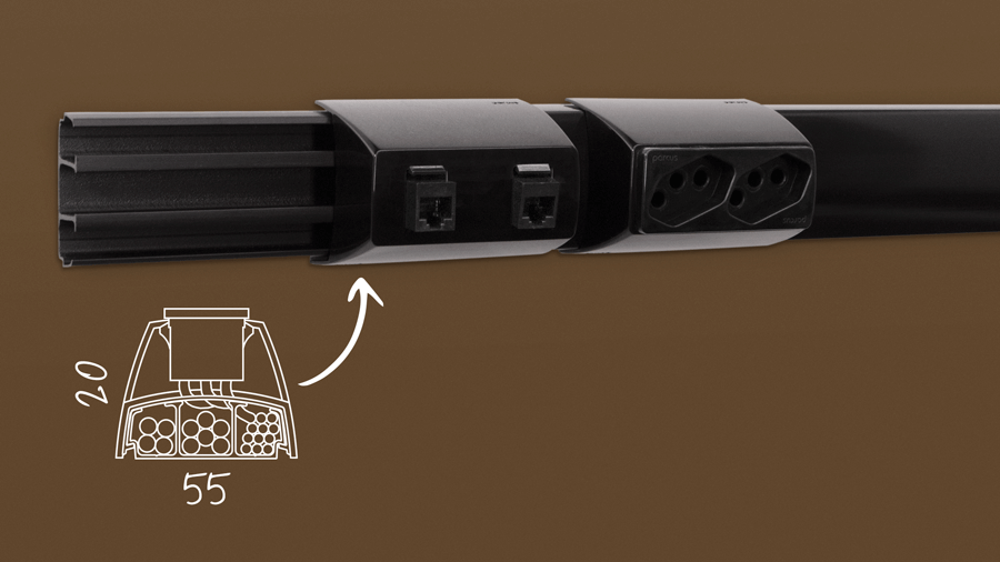 Canaleta de Piso para fios Preta 55x20 Canaleta de Piso para fios Preta 55x20