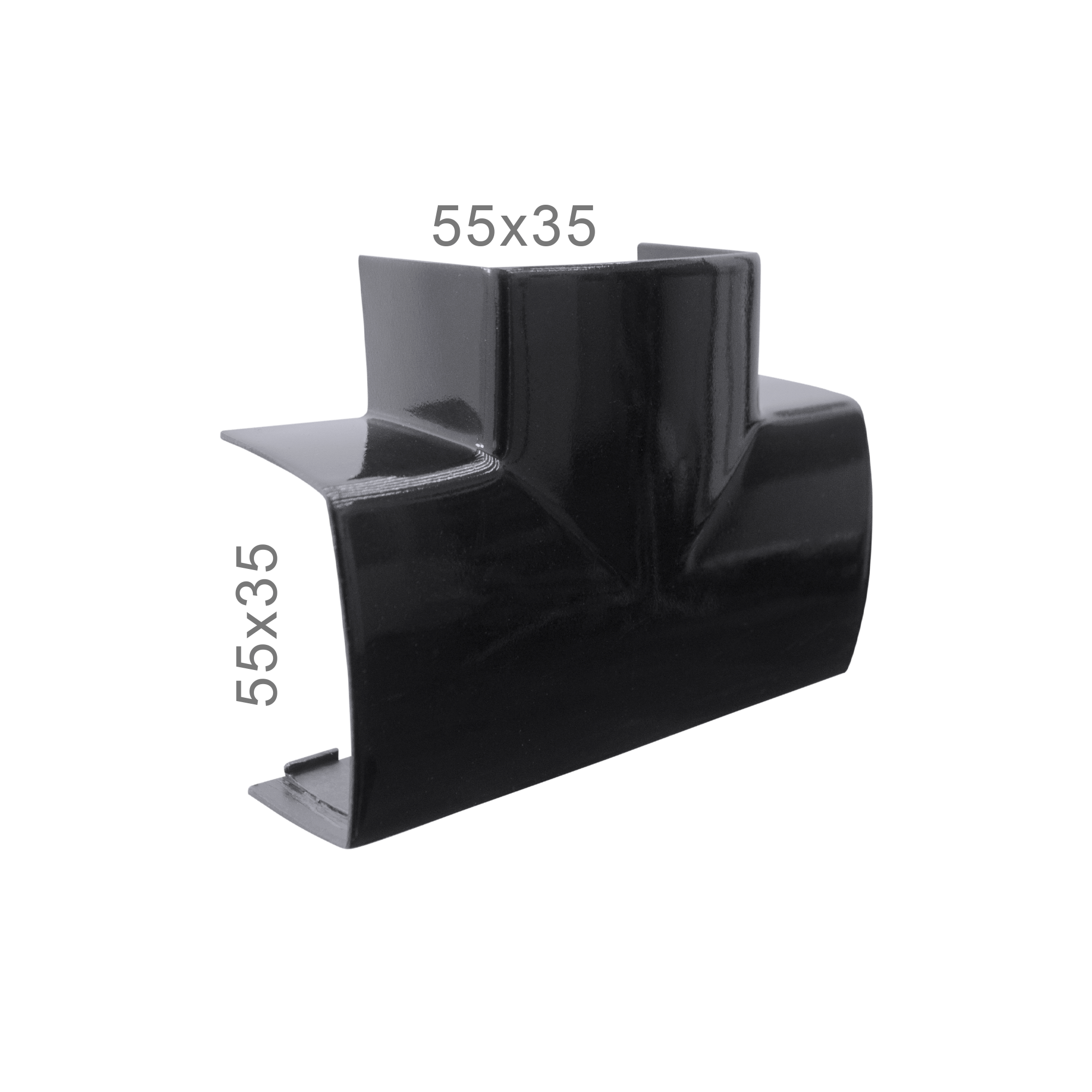T-Horizontal Reto 55x35mm Preto para canaleta para fios T-Horizontal Reto 55x35mm Preto para canaleta para fios