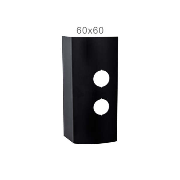 Suporte de Interruptor Redondo 60x60 Preto com 2 furos, para canaleta para fios 120x60