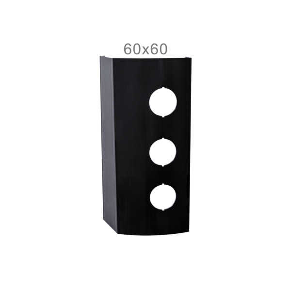 Suporte de Interruptor Redondo 60x60 Preto com 3 furos, para canaleta para fios 120x60