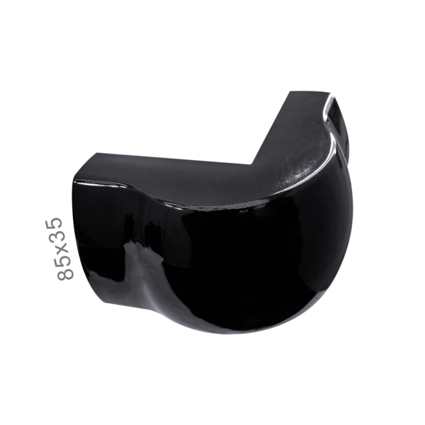 Curva Externa 90º Raiada na dimensão 85x35 preta para canaleta para fios