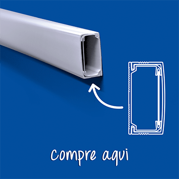 Canaleta Mini para organização/passagem de cabos/fios, canaleta 20x10 na cor branca