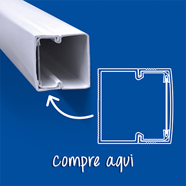 Canaleta Mini para organização de cabos/fios, canaleta 20x20 na cor branca