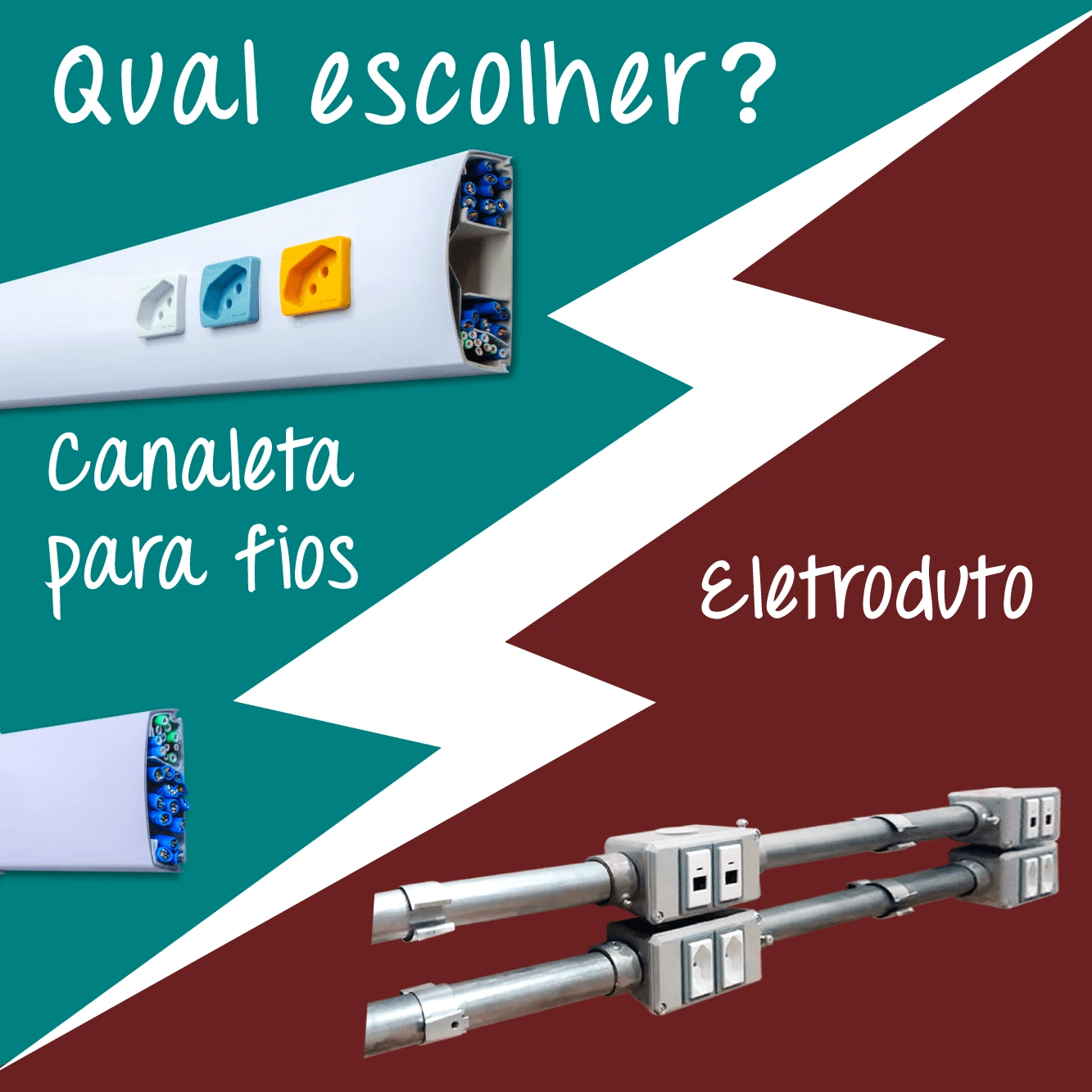 Canaleta para fios canaleta aparente comparada com eletroduto embutido e eletroduto aparente