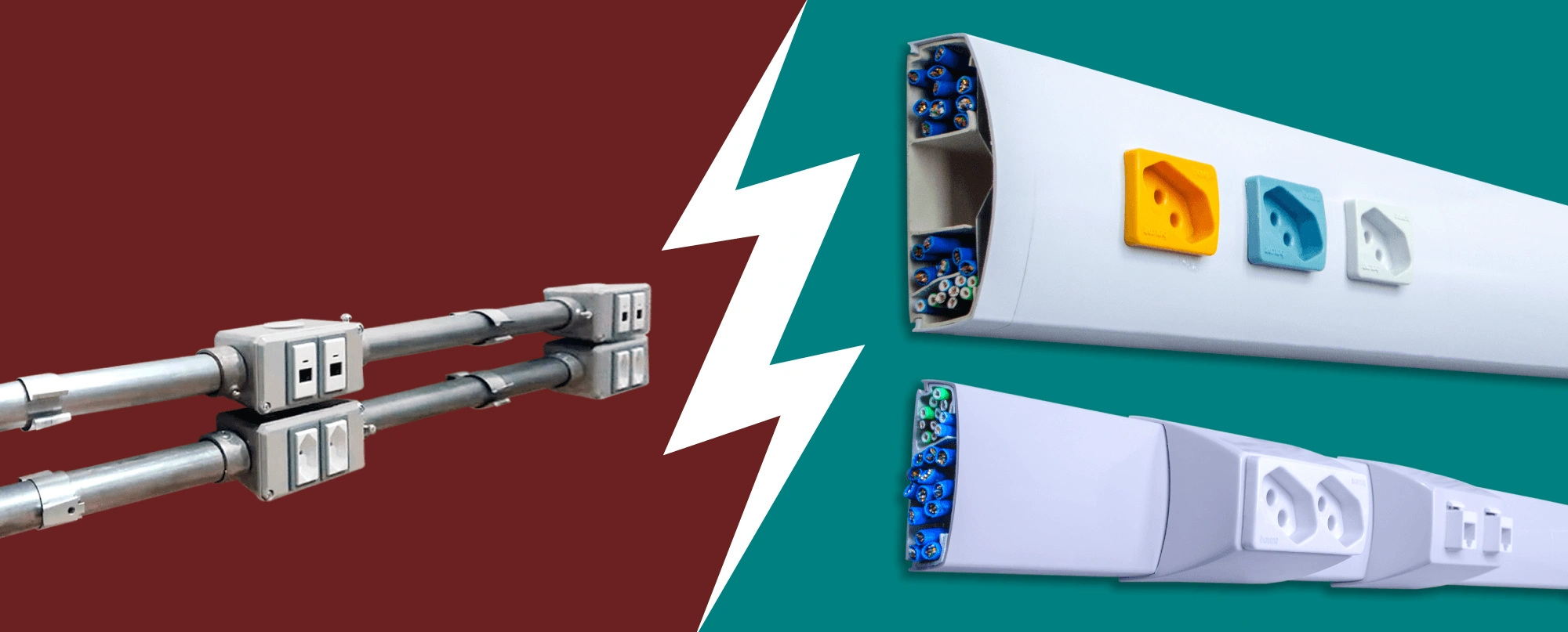 Canaleta para fios canaleta aparente comparada com eletroduto embutido e eletroduto aparente