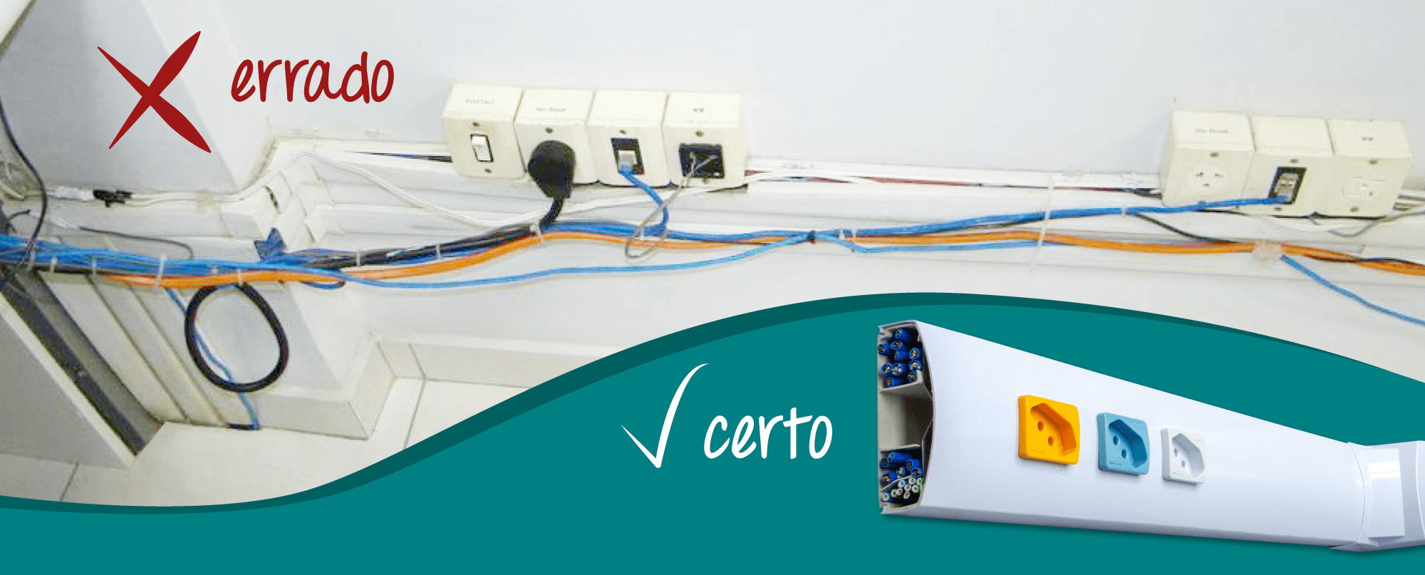 Erros no cabeamento estruturado relacionados à escolha da canaleta para fios