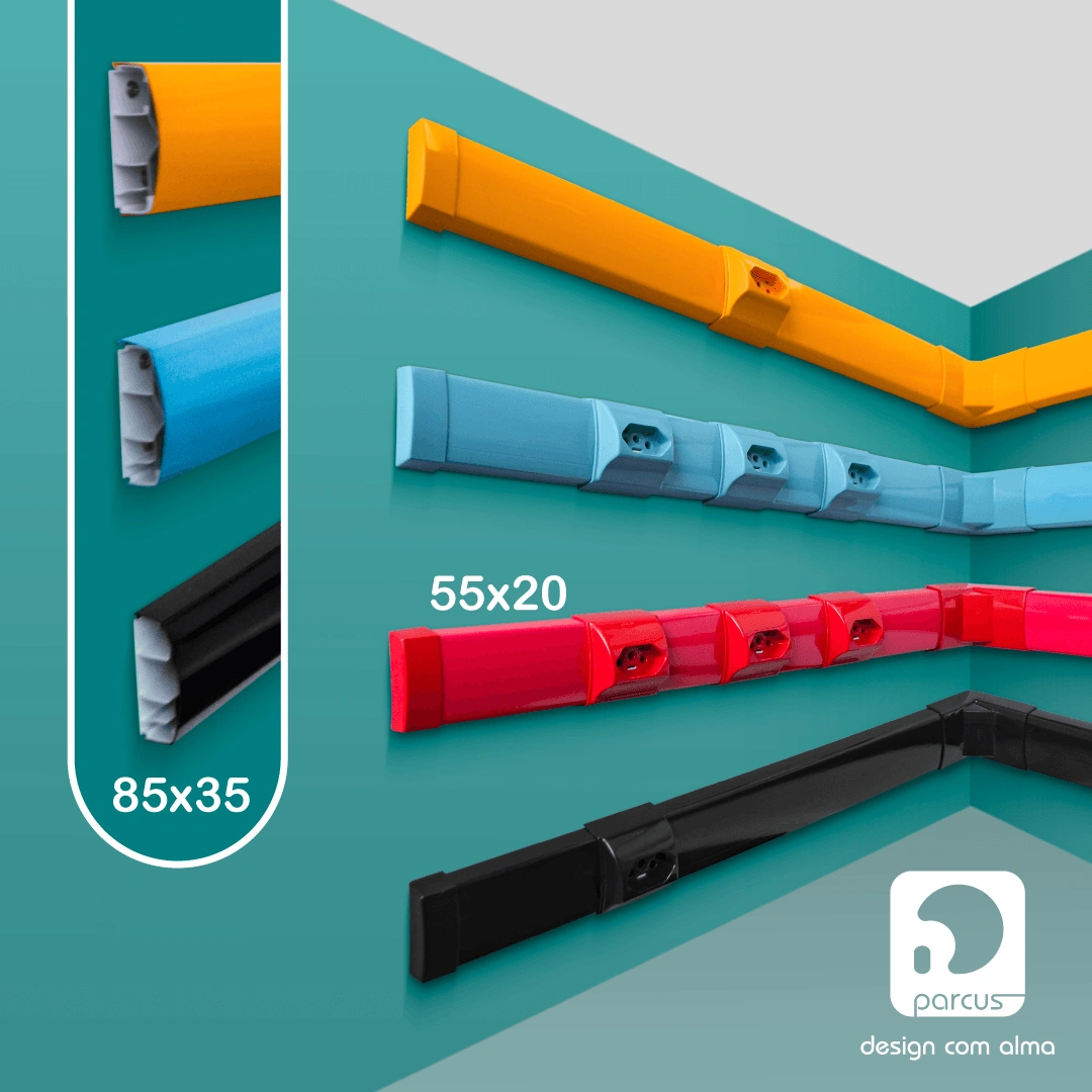 Canaleta para fios elétricos com Sistema ARC e opções de cores ARColor