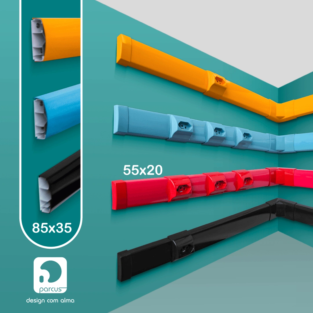 Canaleta para fios elétricos com Sistema ARC e opções de cores ARColor