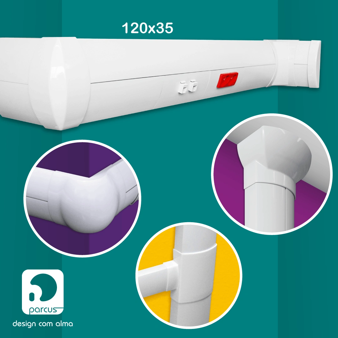 Canaleta para fios elétricos com acabamento profissional e encaixes reforçados
