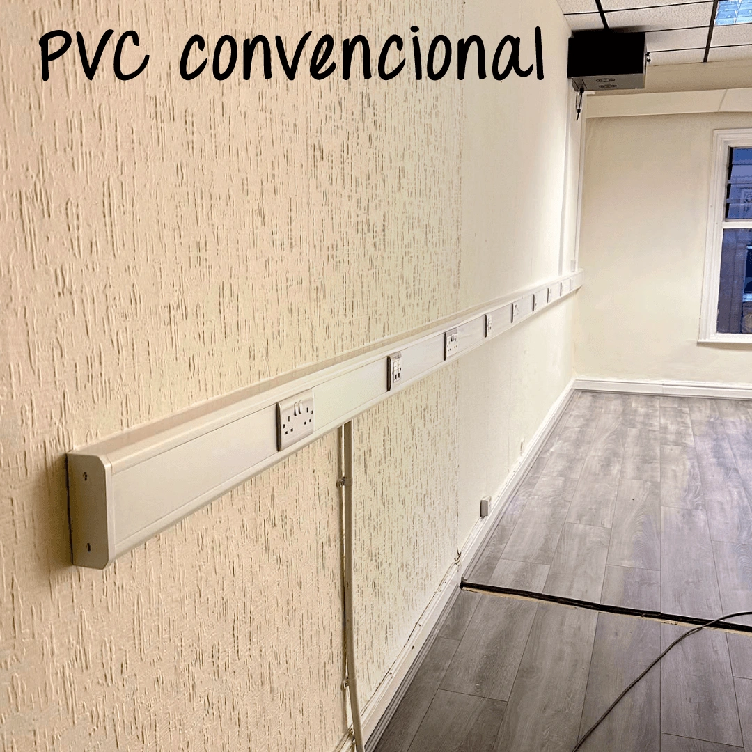 Canaleta para fios elétricos instalada em obra utilizando o soluções convencionais em PVC