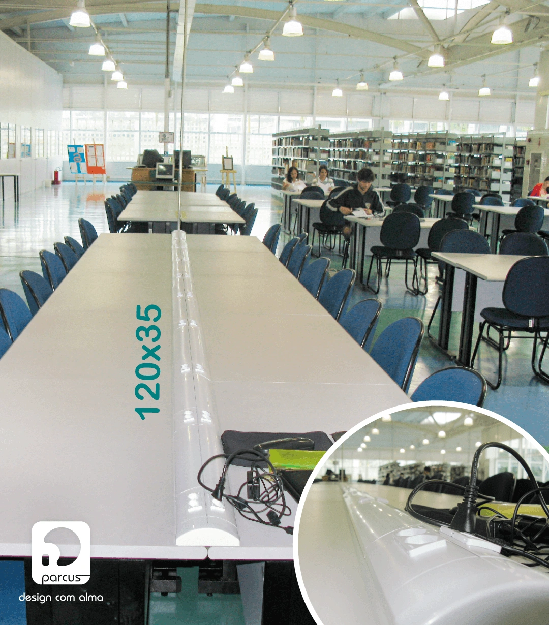 Canaleta para fios elétricos aplicada em Universidades