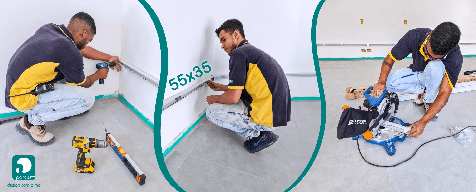 Processo de instalação de canaleta para fios elétricos