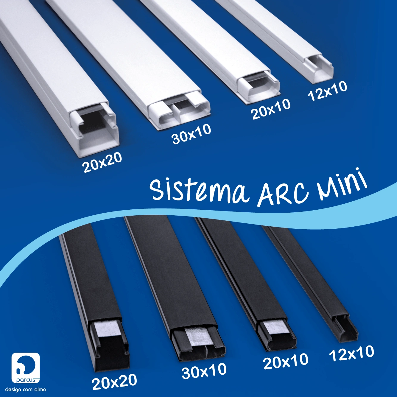 Canaletas mini ARCmini para instalações de baixa densidade de cabos